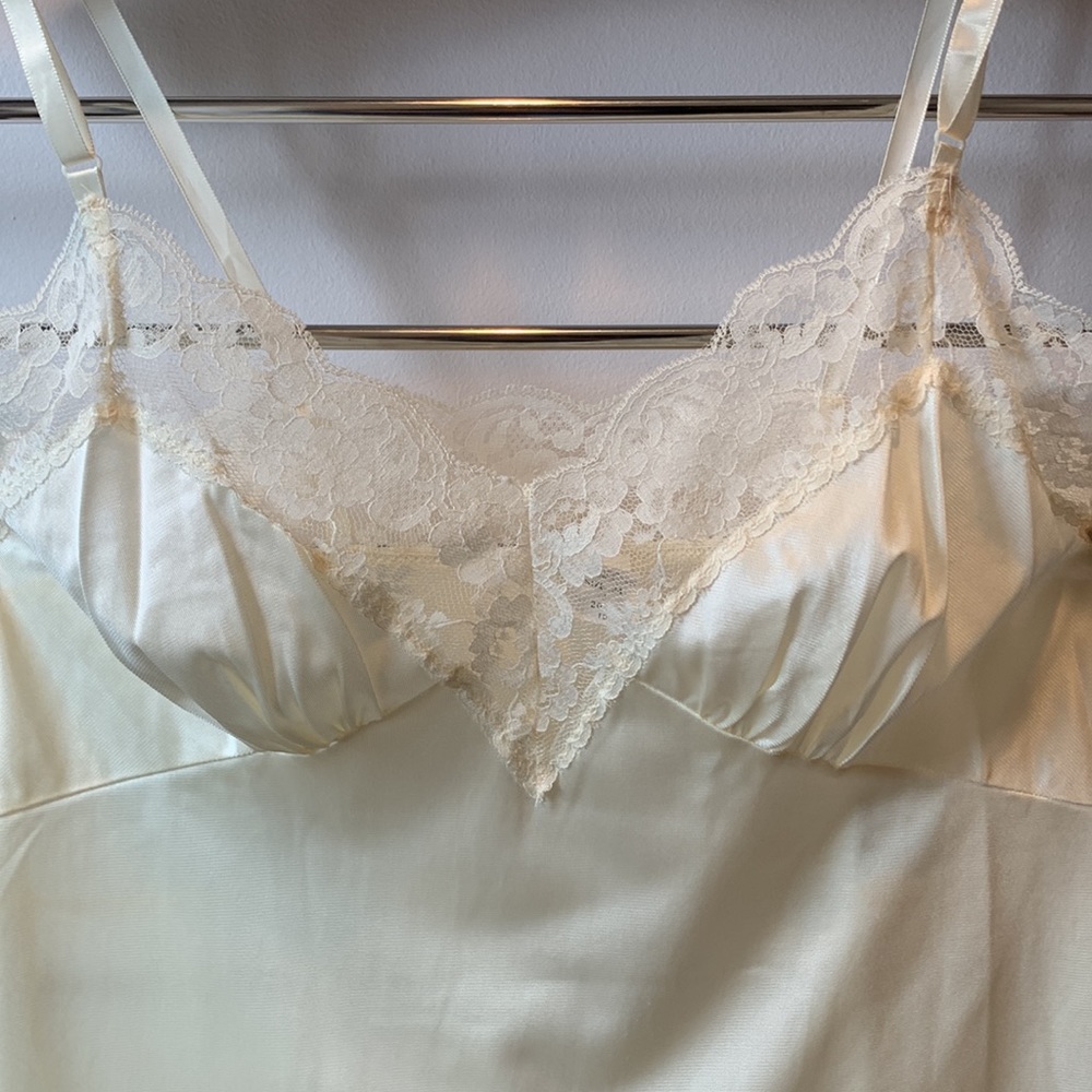 Pale yellow nylon slip dress